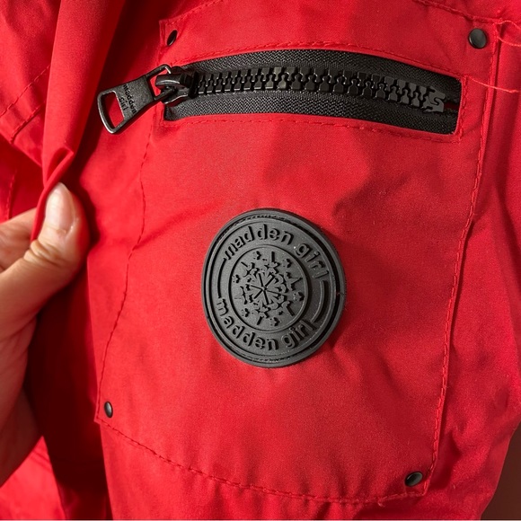 Madden Girl Red Parka Hooded Fur Winter Jacket - Picture 3 of 10